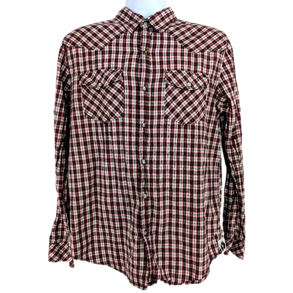 Mambo Australia Red Plaid Western Button Down Shirt - Medium